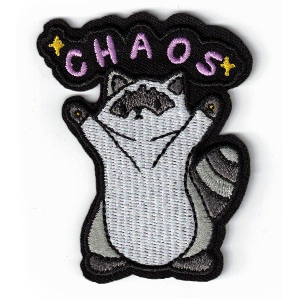 Raccoon Chaos Funny 2x3n Iron / Sew-On Patch